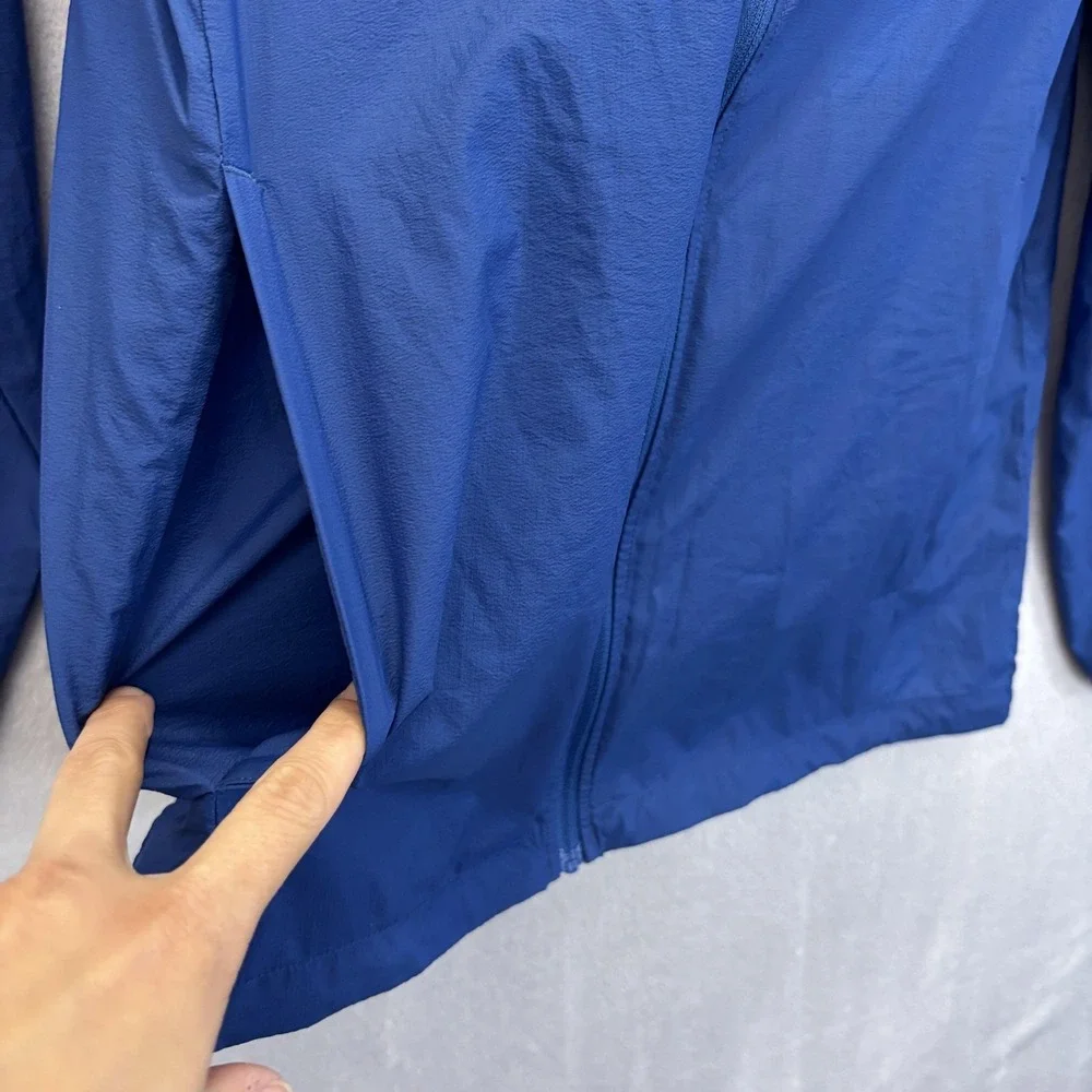 REI Co-op Lightweight Packable Hooded Windbreaker Jacket Mens Medium Blue Nylon